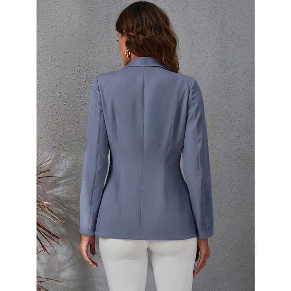 Lapel Collar Double Breasted Gold Button Blazer jacket black - Picture 11 of 12